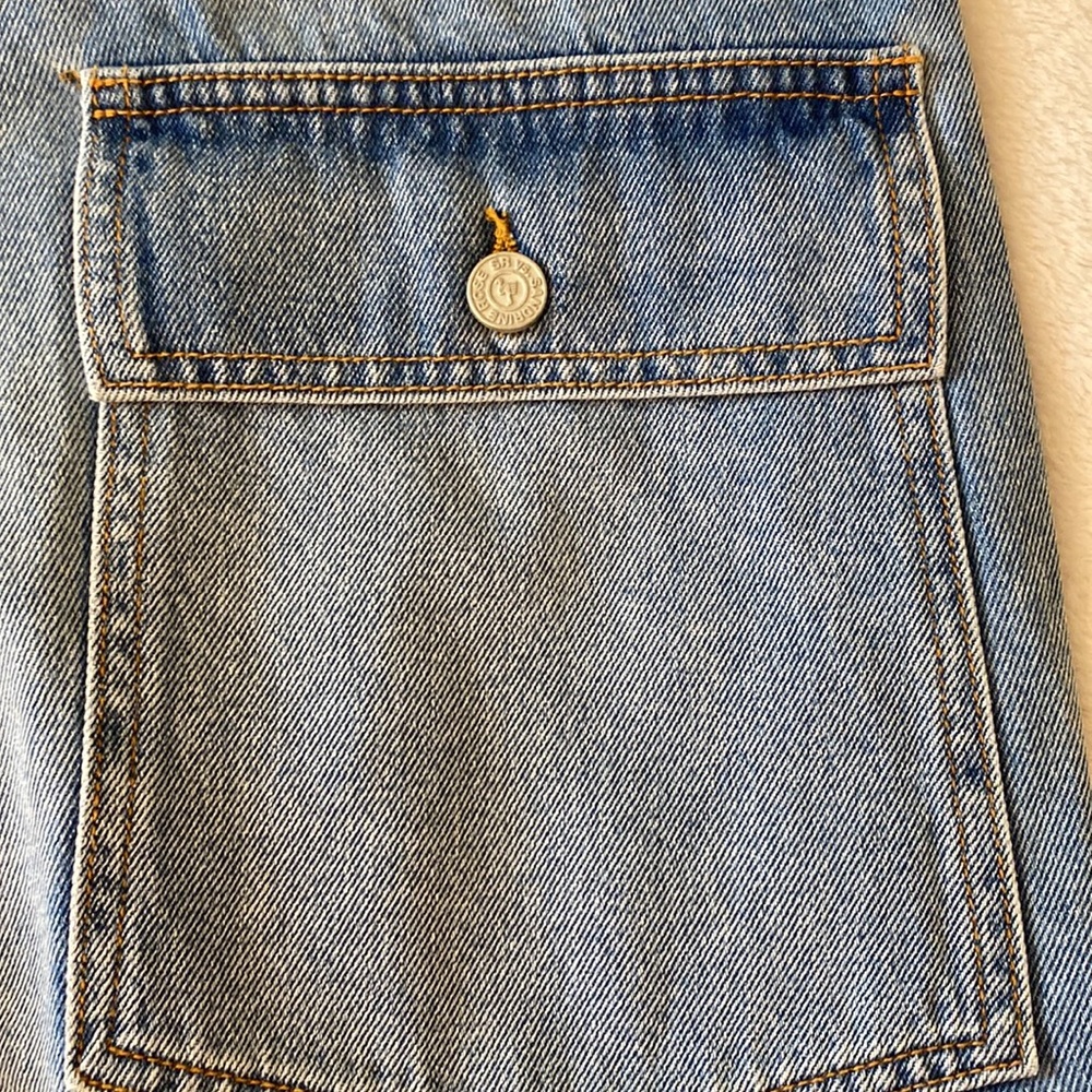 Free People SR vs Sandrine Rose indigo distressed cargo jeans with patch… - Picture 8 of 14
